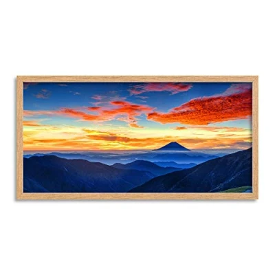 Image of Wee Blue Coo Mount Fuji Sunset Japan Long Panel Framed Wall Art Print