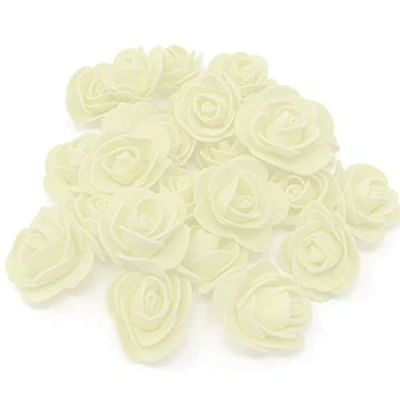 Image of Ivory 30mm Foam Rose Flowers Decorative Craft (50)