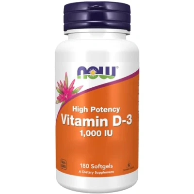 Image of Now Foods Vitamin D3 Supplement Softgels, 25 mcg, 180 Count