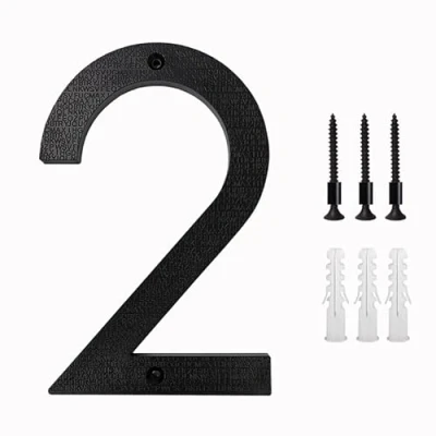 Image of nanlyiau 8in/20cm 3D Numbers house door number Waterproof address front numerals and corrosion resistant Matte black ABS resin (ABS 8in2)