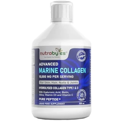 Image of Marine Collagen Liquid 10000mg Sugar Free, Hydrolysed Peptides Hyaluronic Acid, Biotin, Silica, Vitamin C, D3 Healthy Skin, Hair, Nails, Joints, Muscles for Women &amp; Men