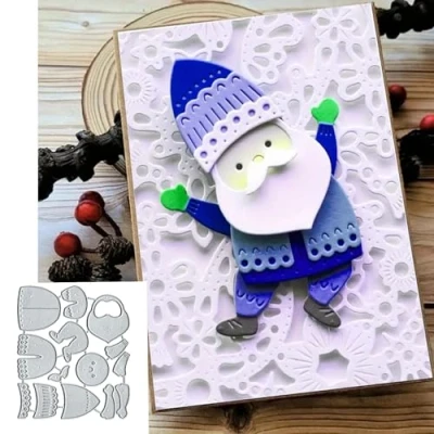 Image of Merry Christmas Snata Snowflake Greeting Card Metal Die Cuts,Sunflower Flower Leaf Cutting Dies Cut Stencils DIY Scrapbooking Decorative Embossing Paper Making