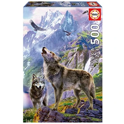 Image of Educa 19548 Loups 500 Wolves On The Rocks, Varied