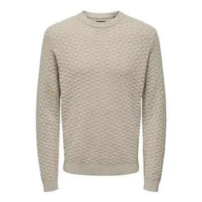 Image of Only &amp; Sons Kalle REG 12 Struc CREW NOOS Jumper, Men&#039;s, Size: XS, Silver lining