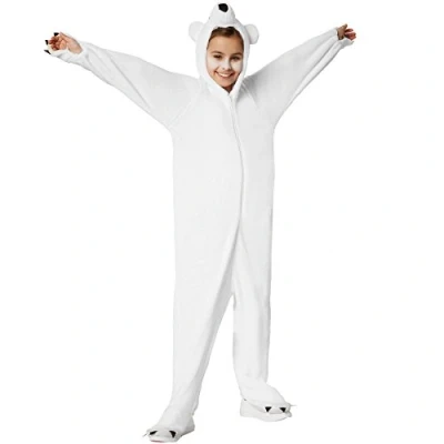 Image of dressforfun 900322 Polar Bear costume Animal white onesie fancy dress party outfit Full body fit with nose and ear additions on the hood claws hands feet Great for Christmas