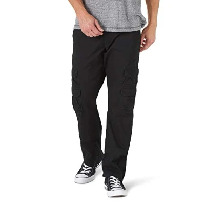Image of Wrangler Authentics Men&#039;s Premium Relaxed Fit Straight Leg Cargo Pant, Black, 34W x 30L