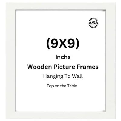 Image of Modern 9x9 Inch Picture Frame Square Frames With Safe Perspex Front &amp; Wall Hanging Hooks Photo Poster Black Oak White (White, Inch)