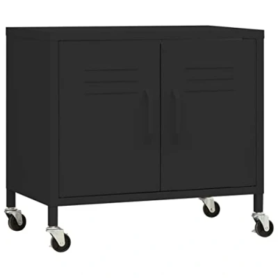 Image of vidaXL Storage Cabinet Home Living Room Office Bedroom Furniture Sideboard Cupboard Bookcase Display Book Black Steel