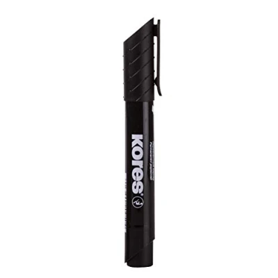 Image of Kores Black Permanent Marker Pens K XP2, Chisel Tip with Low Odour Ink Waterproof for All Surfaces School Supplies, Office Supplies Pack of 12