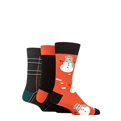 Image of Mens 3 Pair SOCKSHOP Wildfeet Winter Wonderland Christmas Gift Boxed Socks Snowman 7 11