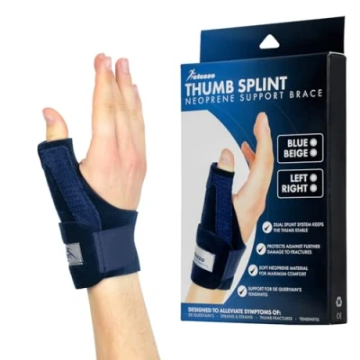 Image of Actesso Neoprene Thumb Splint Brace Support &amp; Relief from Injury, Wrist Tendonitis, De Quervain&#039;s, Arthritis, Trigger Sprains Left or Right Spica Available (Blue, Hand)