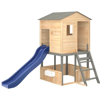 Image of vidaXL Outdoor Playset Dark Grey Solid Wood Fir