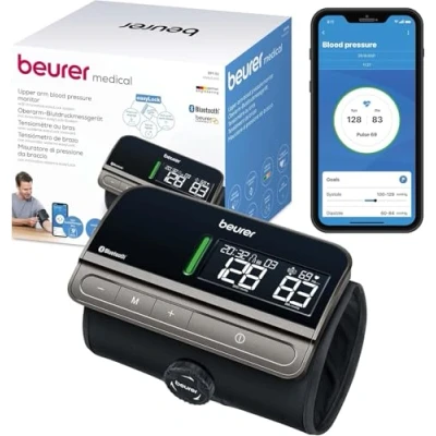 Image of Beurer BM 81 easyLock Upper Arm Blood Pressure Monitor, clinically validated, cuff with simple twist lock, no tubes or cables, gentle and fast measurement, app connection