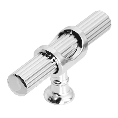 Image of Decoranddecor Bar Drawer Pull Handles with Lines Design Kitchen Cabinet Decorative Hardware Bedroom Bathroom Furniture Accessories (7cm Knob, Polished Chrome)