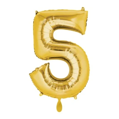 Image of Amscan 3655801 Mid Size Number 5 Gold