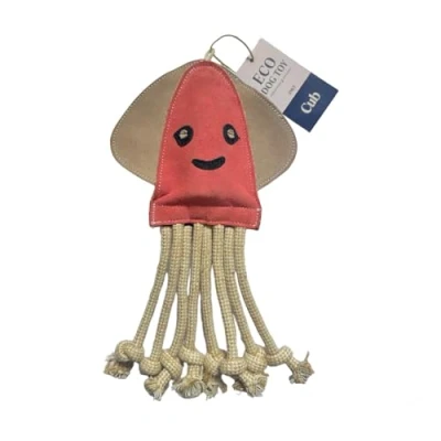 Image of Cub Inky Squid Eco Dog Toy Suede Rope Jute Pet Toy.