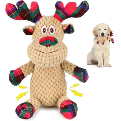 Image of Frbyvad Dog Toy, Squeaky Christmas Toys, Puppy Interactive Toys for Boredom, Teething Chew Large Small Dogs, Durable Plush Toy.