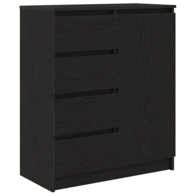 Image of vidaXL Sideboard with Drawers Black Oak Engineered Wood 71x35x84 cm for Living Room/Office Storage