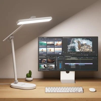 Image of Honeywell LED Desk Lamp for Home Office H4 Sunturalux™ Eye Caring Light, 14W Dimmable Table with 3 Color Modes, 5 Brightness Levels, Auto Dimming, Timer, Touch Control Reading Lamp, White
