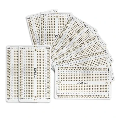 Image of EPLZON 10 Pcs Solderable Breadboard PCB Board Gold Plated Solder for DIY Electronics Projects Apply to Soldering 3.5&quot;x2.05&quot; (White)