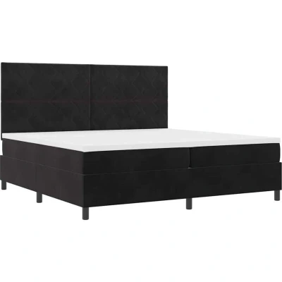 Image of vidaXL Box Spring Bed with Mattress &amp; LED Black 200x200 cm Velvet