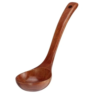 Image of TsunNee Wooden Soup Ladle, Natural Wood Spoon, Porridge 9.45inch Length