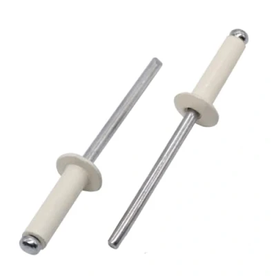 Image of SKIR&#039;CO (50 pcs) Painted Blind Rivets 4.0 x 10 mm, Aluminium Rivets, DIN 7337, Dome Head, Steel Mandrel, Pop (Pure White RAL 9010)
