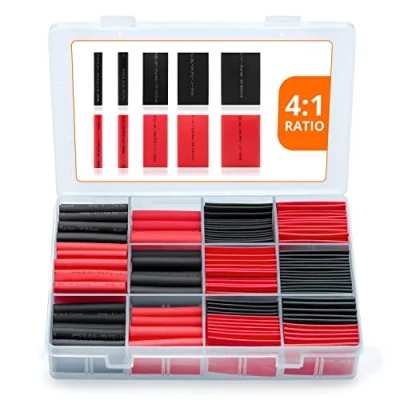 Image of Wirefy 190 PCS Heat Shrink Tubing Kit 4:1 Dual Wall Tube Adhesive Lined Marine Black, Red
