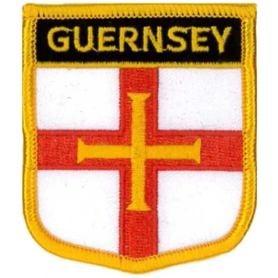 Image of Klicnow Guernsey (Shield) Embroidered Patch 6cm X 7cm (2 1/2&quot; 2 3/4&quot;)