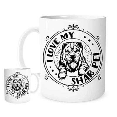 Image of 11OZ I Love My Shar Pei Mug,A Lovely Ceramic Gift Mug Featuring A Cute Dog
