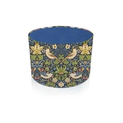 Image of 20cm (Diameter 8&quot; x Height 7&quot;) William Morris Strawberry Thief Navy with Cobalt Blue Interior Table lamp Shade