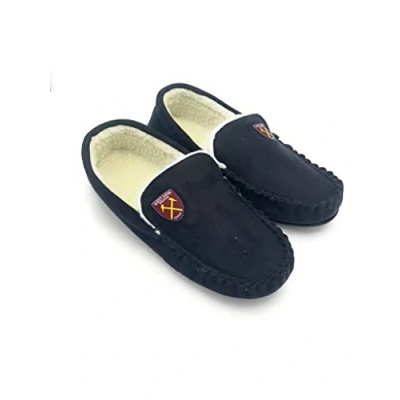 Image of WEST HAM United Mens Moccasin Slippers. New for 2022. Official Merchandise (11) Black