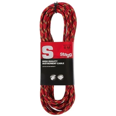 Image of Stagg SGC6VT RD 6m S Series Vintage Tweed Instrument Cable Red