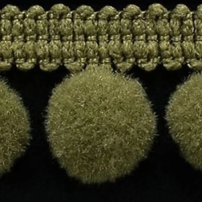 Image of HomeBuy 1M POM BOBBLE TRIM FRINGE MEDIUM SIZE 10mm 20 colours (per metre) OLIVE #B