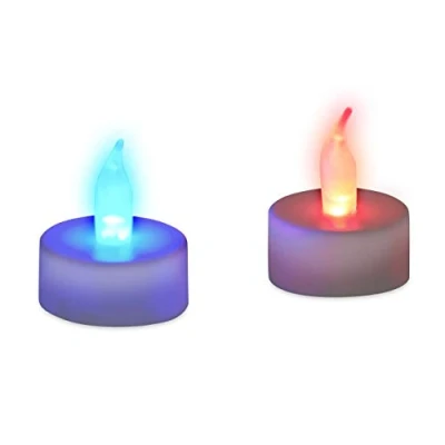 Image of Relaxdays LED Tealight Candles, Changing Colours, Electric Flame Decoration, Set of 2, Mood Lights, Colorful