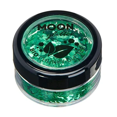 Image of Biodegradable Eco Chunky Glitter by Moon Green Cosmetic Bio Festival Makeup for Face, Body, Nails, Hair, Lips 3g
