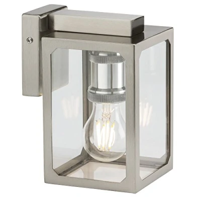 Image of KnightsBridge IP23 E27 Wall Lantern Brushed Chrome