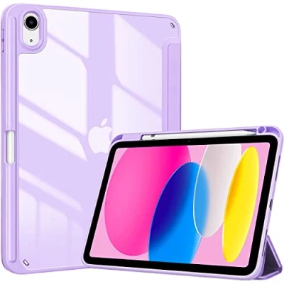 Image of ProCase for iPad 10th Generation Case with Pencil Holder 2022 10.9 Inch, Clear Back 10 Case, Gen A2696 A2757 A2777 Purple