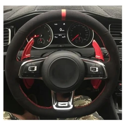Image of Hand Stitched Car Steering Wheel Cover Wrap Accessories,For VW Golf 7 GTI R MK7 Polo Scirocco 2015 2016,Steering Handle Protector