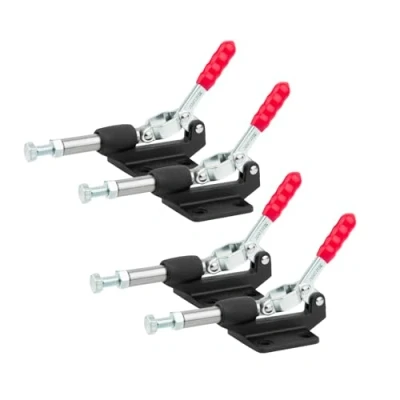 Image of POWERTEC 4PK Toggle Clamp, 500lbs Holding Capacity, 305CM Quick Release Push/Pull Clamp for Woodworking Jigs and Fixtures, Pocket Hole Jigs, Welding, CNC (20318 P4)