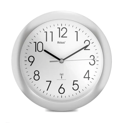 Image of Mebus 52451 Wireless Wall Clock, Silver