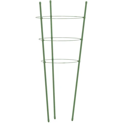 Image of vidaXL Garden Plant Supports with 3 Rings 5 pcs Green 60 cm Steel