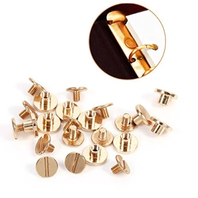 Image of Chicago Screws for Leather, 10 Sets Solid Brass Nail Rivets Stud Screw Screwback Leather Rivet Belt DIY Gold(5mm)