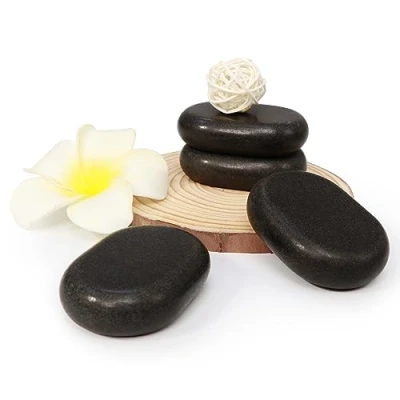 Image of Master Massage Medium Ovular Basalt Stone Pack, 6.7 x 4.7 1.7 cm Black