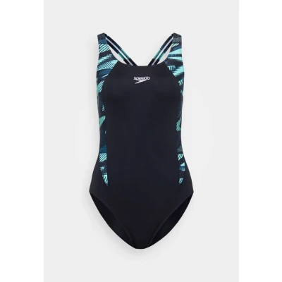Image of Speedo Women&#039;s HyperBoom Splice Muscleback Swimsuit Classic Design Quick Drying Training Fitness Chlorine Resistant Swimsuit, Dark Teal, 38