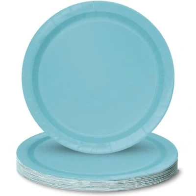 Image of Unique 46862 Paper Plates 18 cm Teal Colour Pack of 20