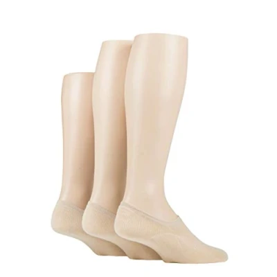 Image of SockShop Mens Plain Hi Cut Bamboo Liners Pack of 3 (Natural, 7 11)