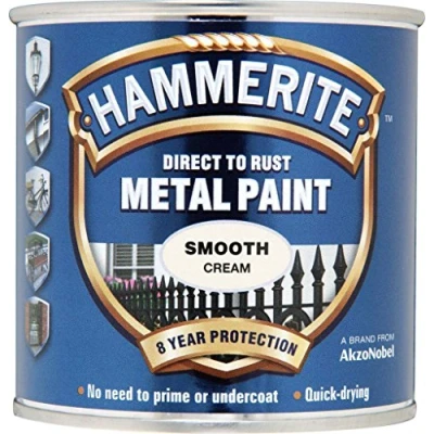 Image of Hammerite Metal Paint Smooth 250ml Cream by
