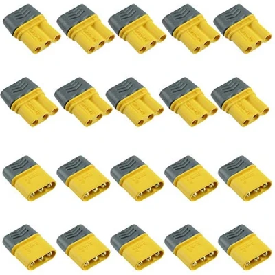 Image of 10 Pairs Male + Female MR30 3 Pin Gold Plated Connector with Cap 15A AMASS for RC Battery Toy Vehicle (10 and Female)
