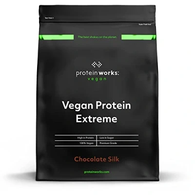 Image of Protein Works Vegan Extreme , Added Vitamin Blend Powder Plant Based Shake 14 Servings Chocolate Silk 500g